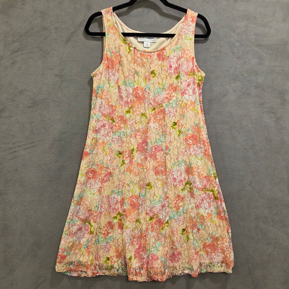 Chelsea Suite Lace Floral Lined‎ Dress Women's Size 10 Cottagecore Fairy Pastel